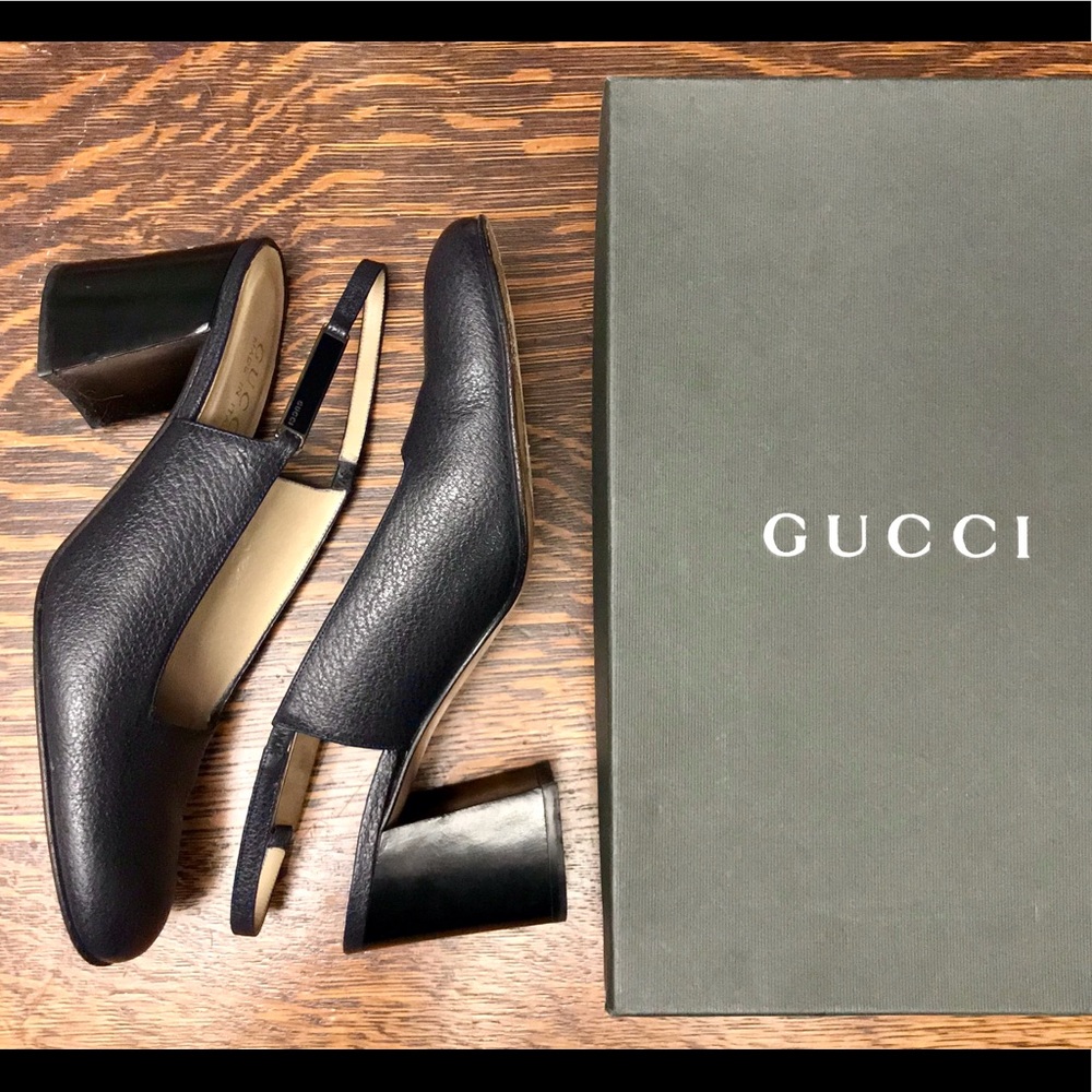 Gucci Leather Slingback High Heel Pump Shoes 8.5